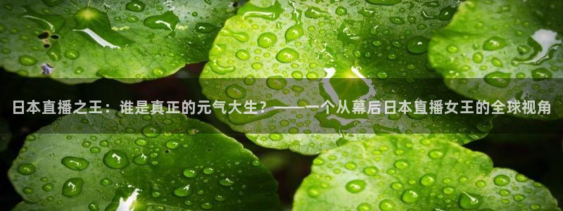 so米直播足球比赛：日本直播之王：谁是真正的元气大生？——一个从幕后日本直播女王的全球视角